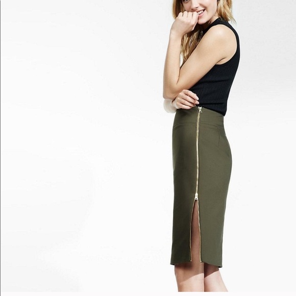 Express Dresses & Skirts - Army green zipper pencil skirt